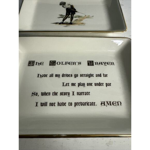 Vintage 1960 Delano Studios Setauket THE GOlFERS PRAYER Dish Trays GOLF Gift - Picture 4 of 7